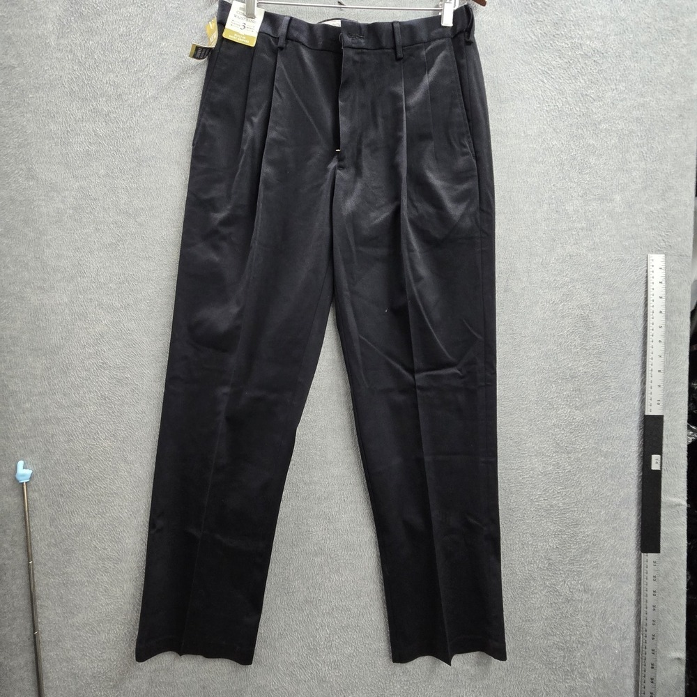 Haggar Men Pants 32W X 32L Black Dress Pants Twill HC11000‎ Pleated Classic NWT